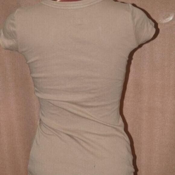Light brown Khaki Scoop Neck Short Sleeve Basic Size S - Picture 3 of 3